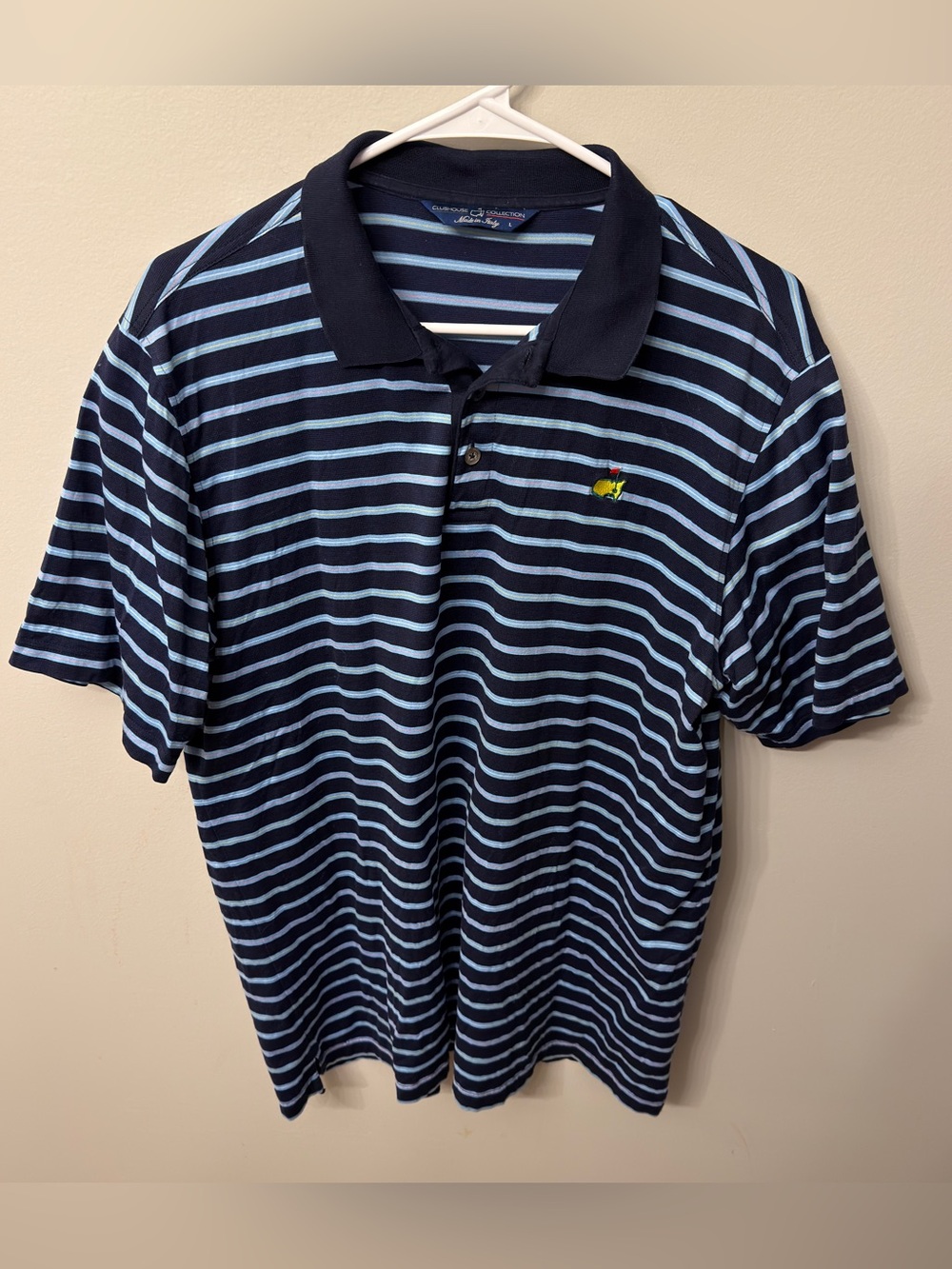Men's Navy & Light Blue Striped Masters Polo Shirt